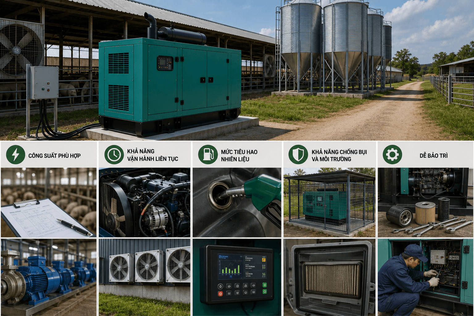 Tiêu chí chọn máy phát điện cho trang trại