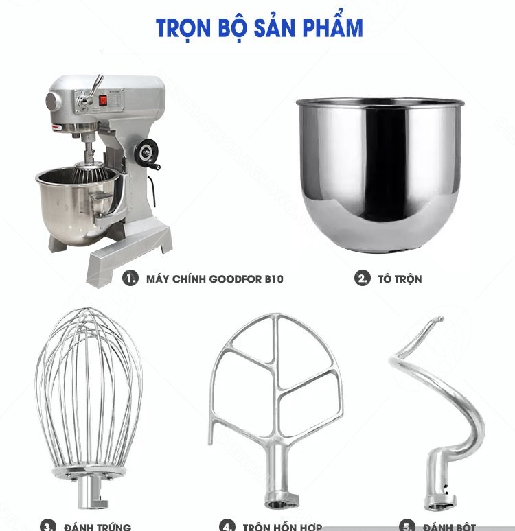 Trọn bộ sản phẩm của máy trộn bột B10