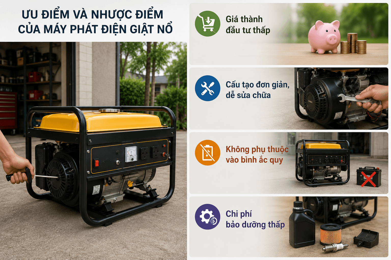 ưu điểm của máy giật nổ