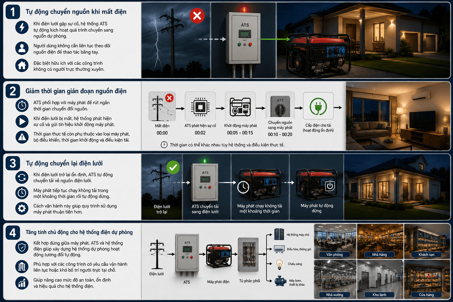 Ưu điểm khi sử dụng ATS cho máy phát điện