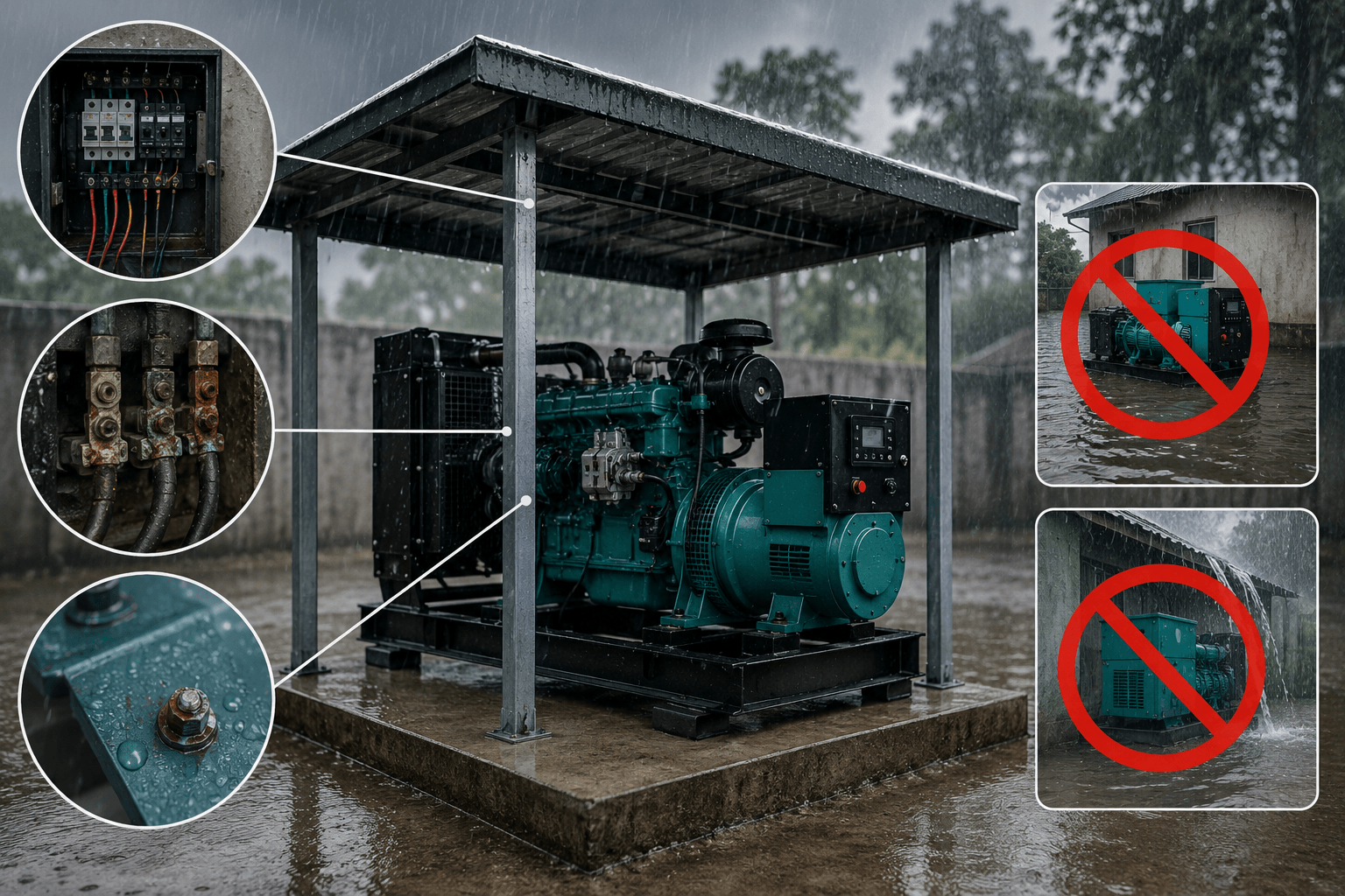 Vì sao cần chú ý khi vận hành máy phát điện mùa mưa