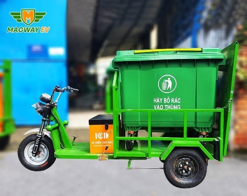 Xe điện 3 bánh chở thùng 660L có bửng 