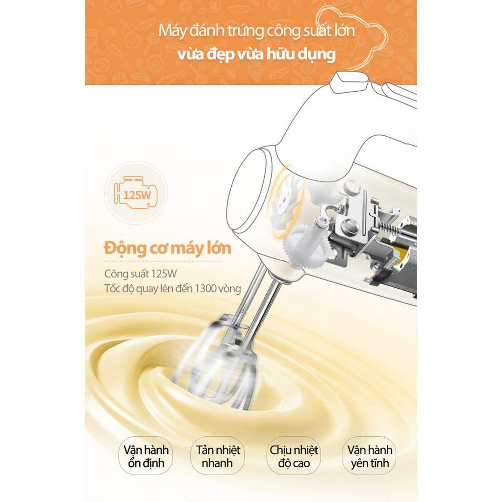 QT - Máy đánh trứng cầm tay Bear DDQ-B01K1 công suất cao chống tê tay khử mùi đảm bảo sức khỏe an toàn - Hapos DDQ-B01K1