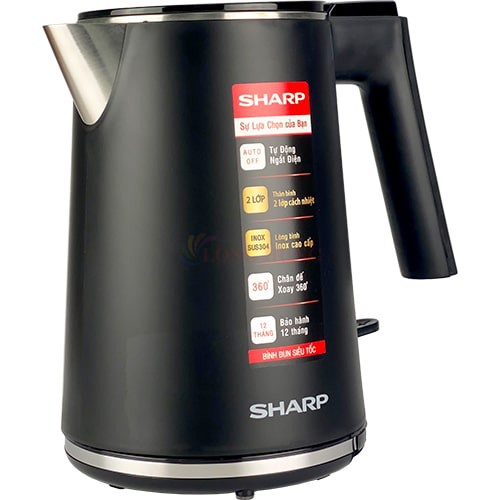 Ấm đun siêu tốc Sharp mini 1 Lít có lưới lọc, đun sôi nhanh EKJ-10DVPS - Thương hiệu Nhật - CHEAPMALL EKJ-10DVPS-RD - 17EVSD - 1.7L- 2200W