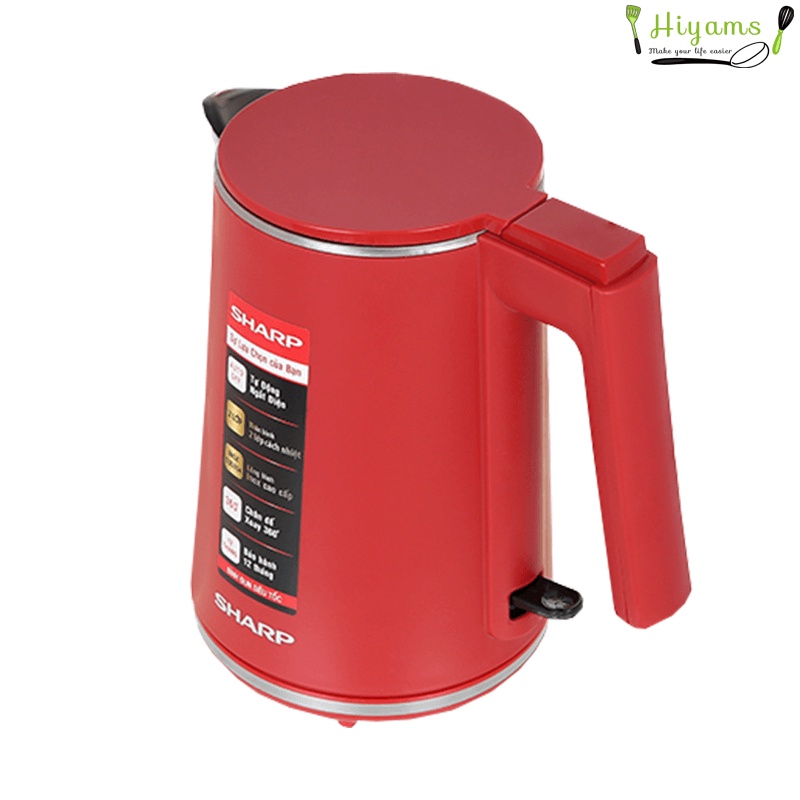 Ấm đun siêu tốc Sharp mini 1 Lít có lưới lọc, đun sôi nhanh EKJ-10DVPS - Thương hiệu Nhật - CHEAPMALL EKJ-10DVPS-RD - 17EVSD - 1.7L- 2200W