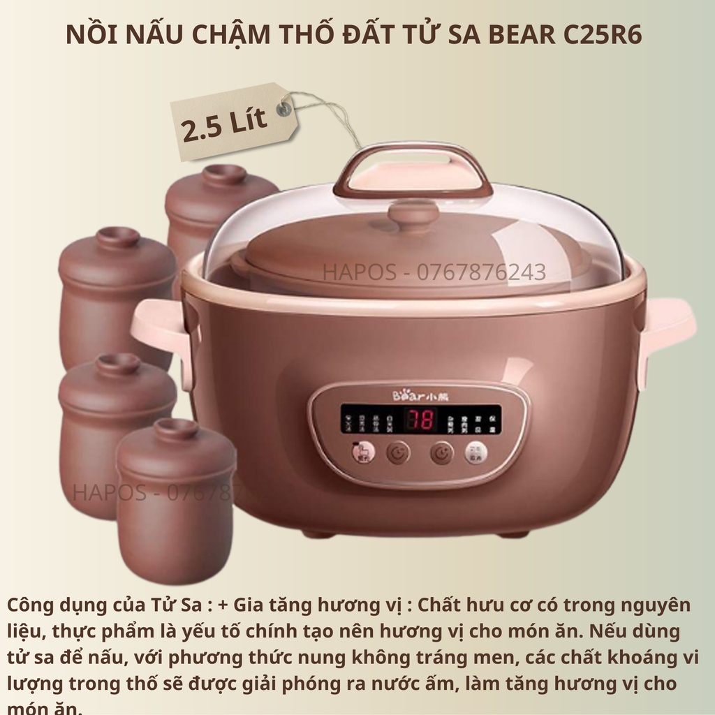 QT - Nồi nấu hầm cháo chậm cho bé ăn dặm Bear SUBE001 Bản Quốc Tế (có lồng hấp), hẹn giờ, ninh, ủ cháo, chưng yến - Cheapmall 0.8L_quốc tế A08G2