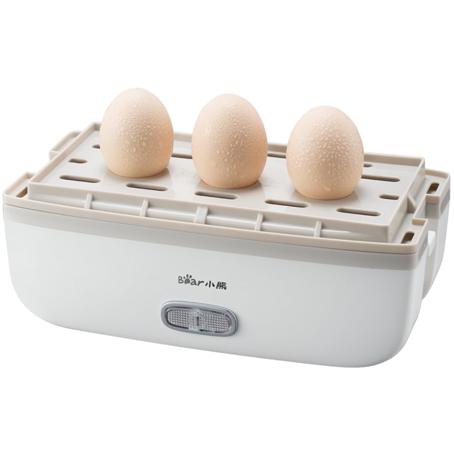 QT - Hộp cơm điện cầm tay mini đa năng Bear DFH-B20S6, 3 khay dung tích lớn thép không gỉ an toàn cho sức khỏe, tiện lợi Bear_tròn_quốc tế