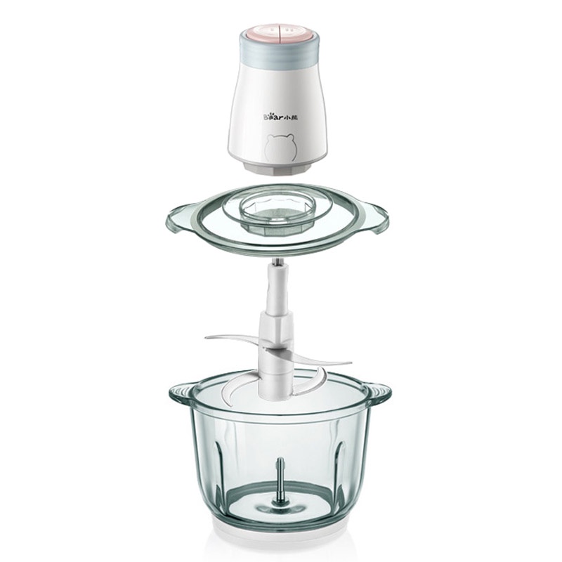 QT - Máy xay thịt mini Bear, máy xay thực phẩm, tỏi ớt, công suất lớn QSJ-C03M1- BH 12 tháng - Cheapmall B03Y7 NÂU 2L