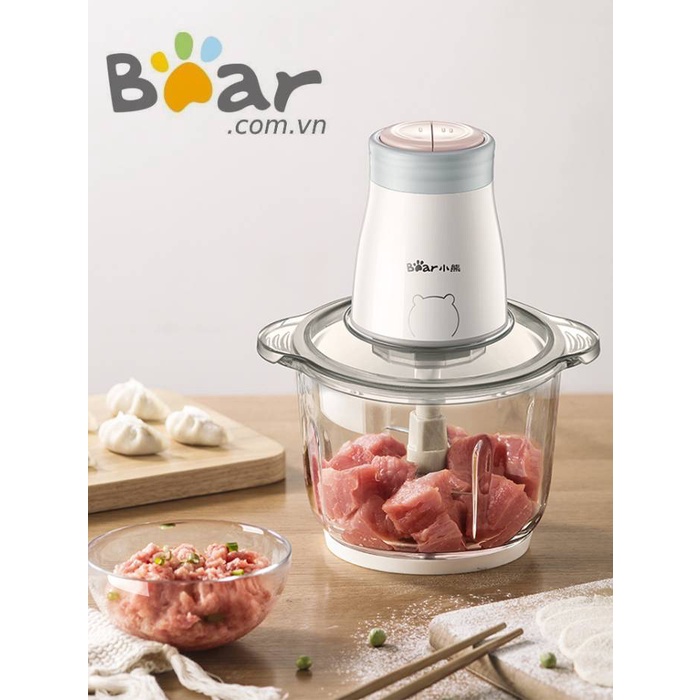 QT - Máy xay thịt mini Bear, máy xay thực phẩm, tỏi ớt, công suất lớn QSJ-C03M1- BH 12 tháng - Cheapmall B03Y7 NÂU 2L