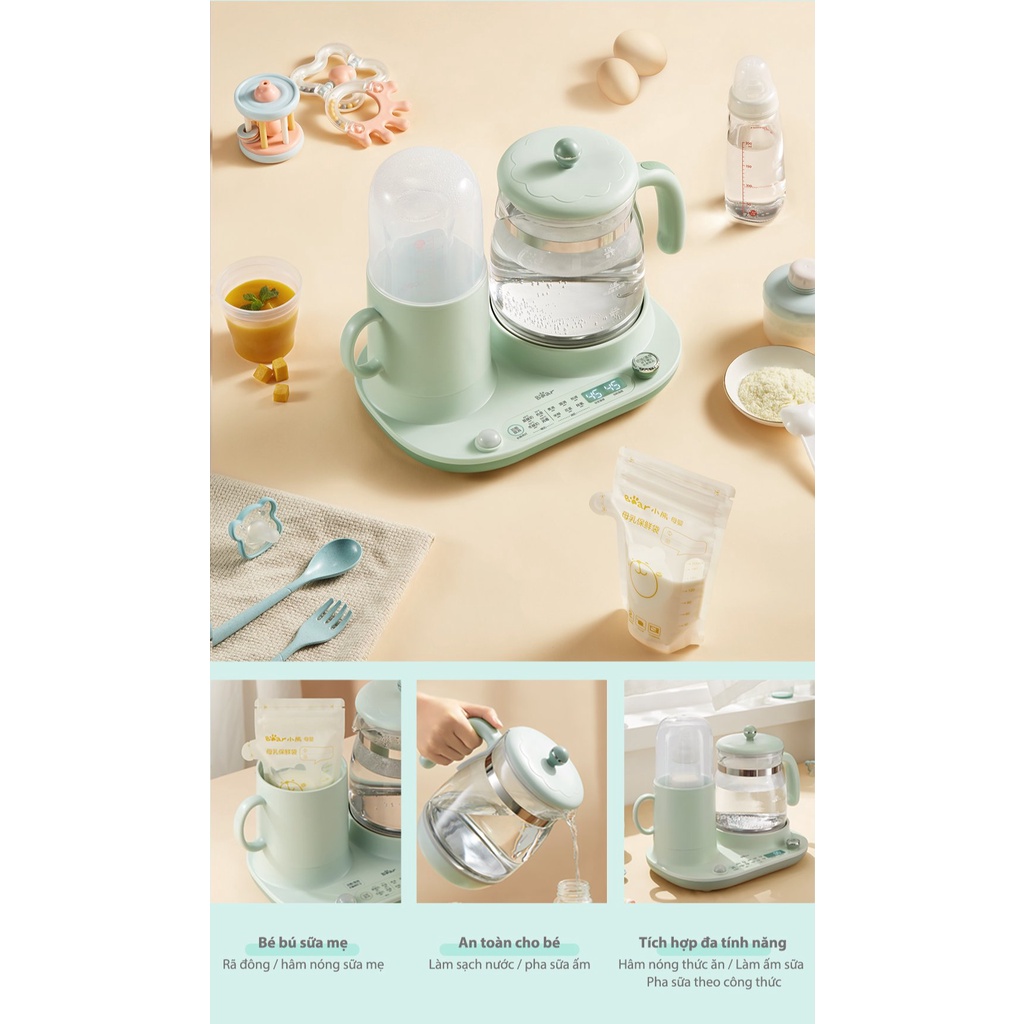 QT - Bình nấu nước đa năng, hâm sữa, hâm đồ ăn dặm và giữ ấm Bear TNQ-A12L1 - Hàng chính hãng - Bảo hành 18 tháng D12W7 - Xanh