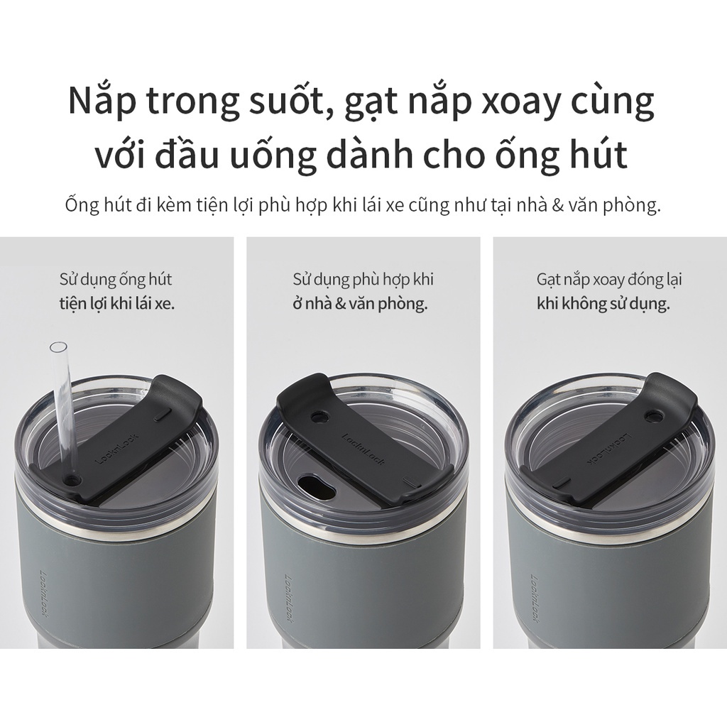 ONL - Ly giữ nhiệt LocknLock 650ml LHC4277S Metro Drive thiết kế để vừa trên ô tô - Hàng chính hãng kèm ống hút và cọ - HAPOS Trắng - LHC4277SWHT