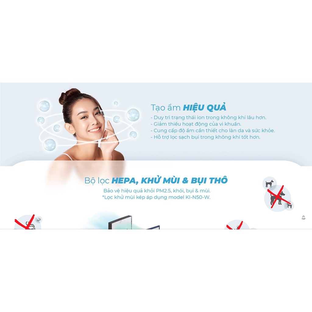 Máy lọc khí và tạo ẩm Sharp KI-N40V-W/H - Hàng chính hãng - Bảo hành 12 tháng - HAPOS HSA White