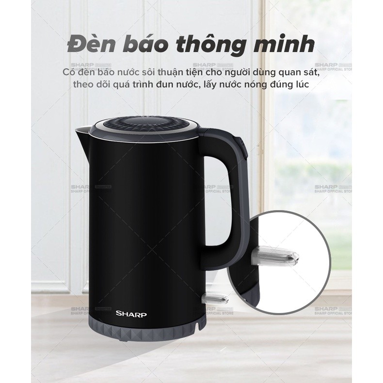 Bình đun siêu tốc Sharp 1.7 lít EKJ-17EVPS-BK Bảo Hành 12 Tháng - HAPOS HSA EKJ-17EVPS-BK