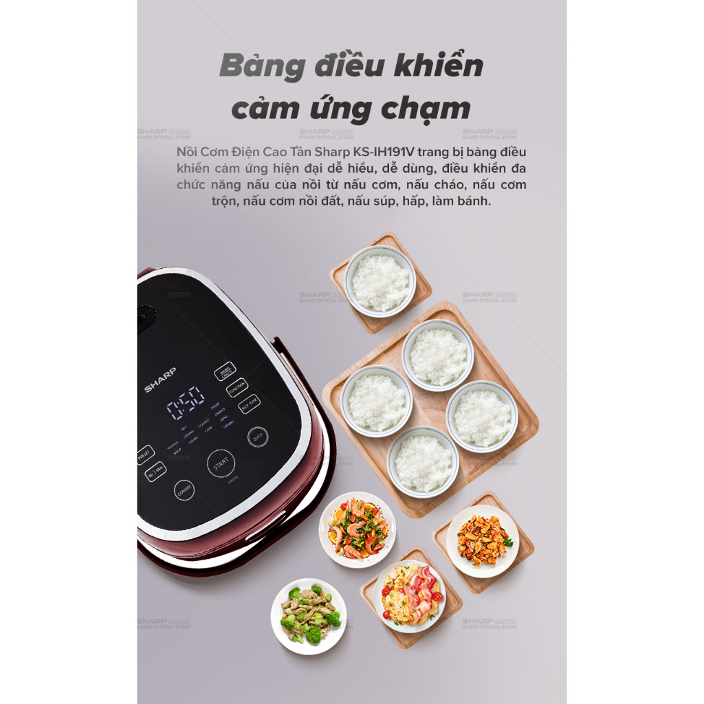 Nồi cơm điện cao tần cảm ứng Sharp 1.8L KS-IH191V-RD - Bảo hành 12 tháng - HAPOS HSA KS-IH191V-RD