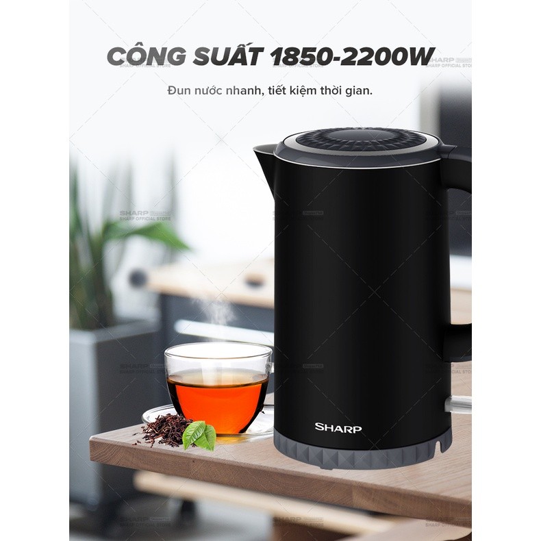 Bình đun siêu tốc Sharp 1.7 lít EKJ-17EVPS-BK Bảo Hành 12 Tháng - HAPOS HSA EKJ-17EVPS-BK