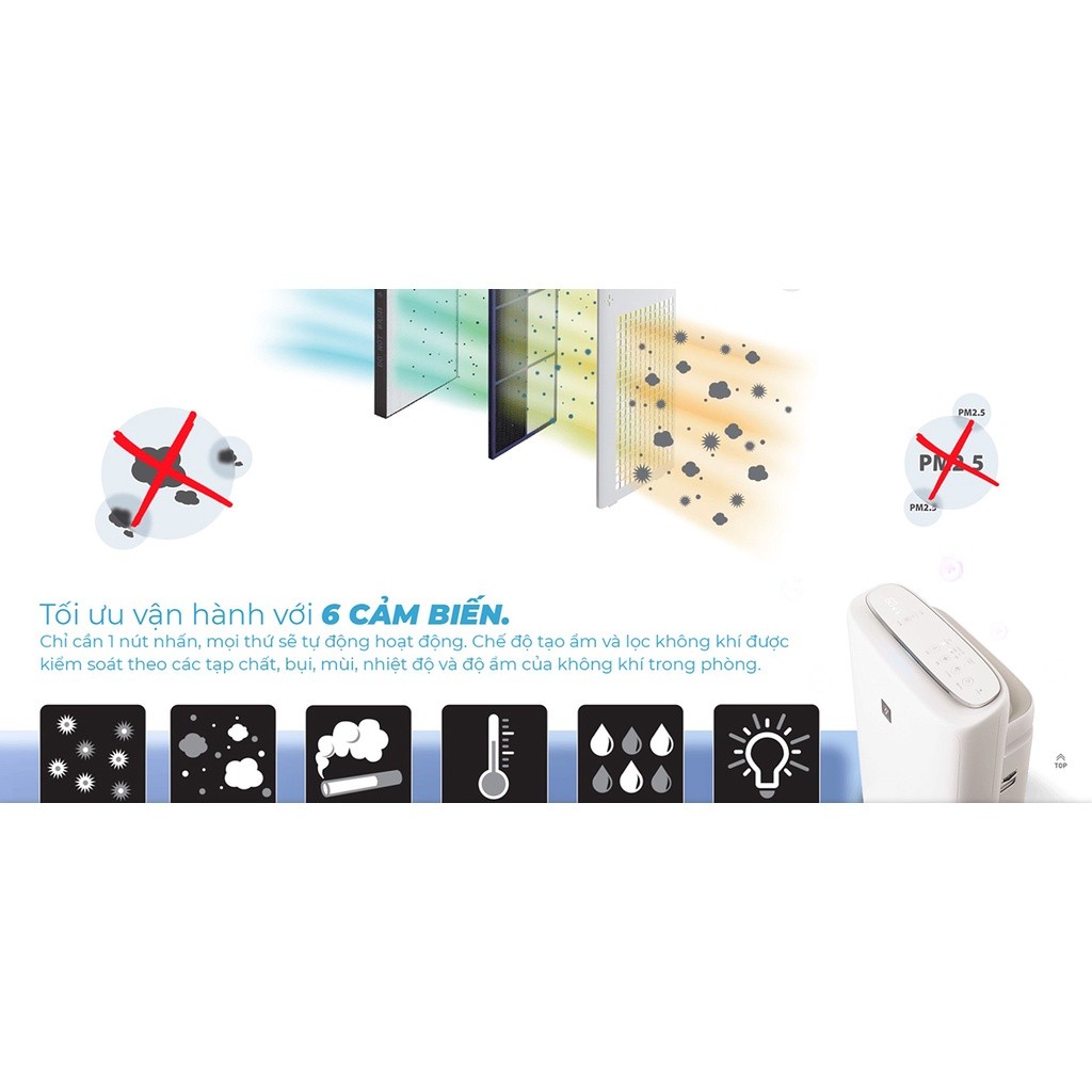 Máy lọc khí và tạo ẩm Sharp KI-N40V-W/H - Hàng chính hãng - Bảo hành 12 tháng - HAPOS HSA White