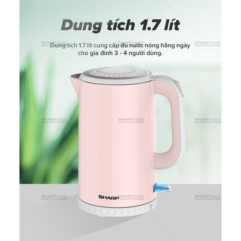 Bình đun siêu tốc Sharp 1.7 lít EKJ-17EVPS-PK Bảo Hành 12 Tháng - HAPOS HSA EKJ-17EVPS-PK