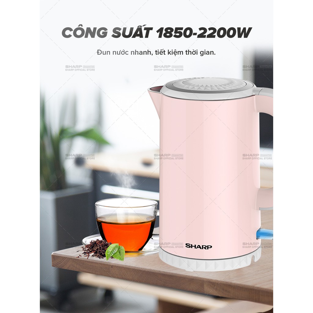 Bình đun siêu tốc Sharp 1.7 lít EKJ-17EVPS-PK Bảo Hành 12 Tháng - HAPOS HSA EKJ-17EVPS-PK