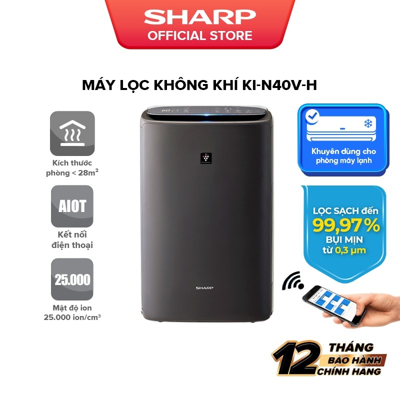 Máy lọc khí và tạo ẩm Sharp KI-N40V-W/H - Hàng chính hãng - Bảo hành 12 tháng - HAPOS HSA White