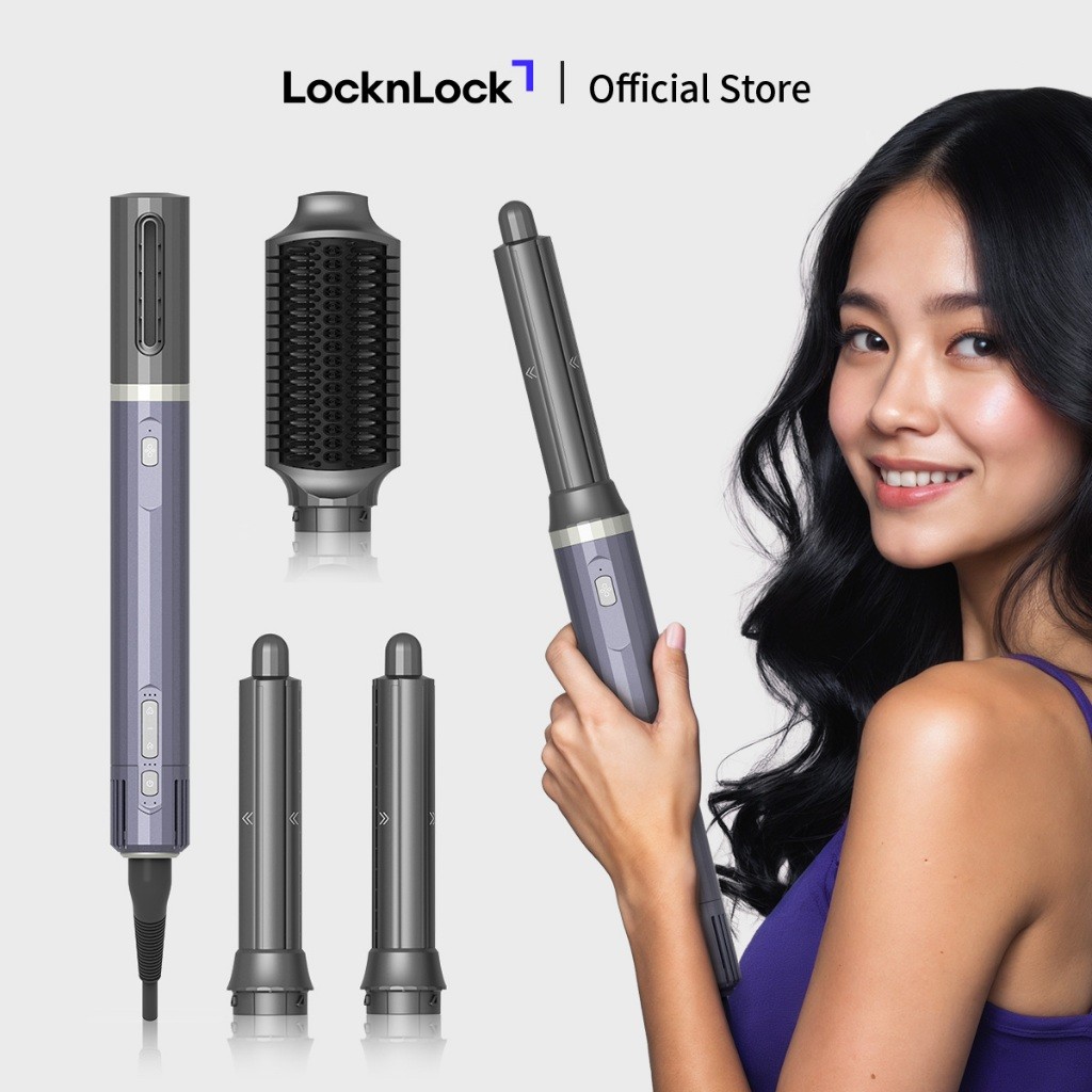 Máy sấy tóc tạo kiểu LocknLock gồm 4 đầu phụ kiện sấy, duỗi Multi hair styling dryer ENA526GRY - HAPOS OFFICIAL ENA526GRY