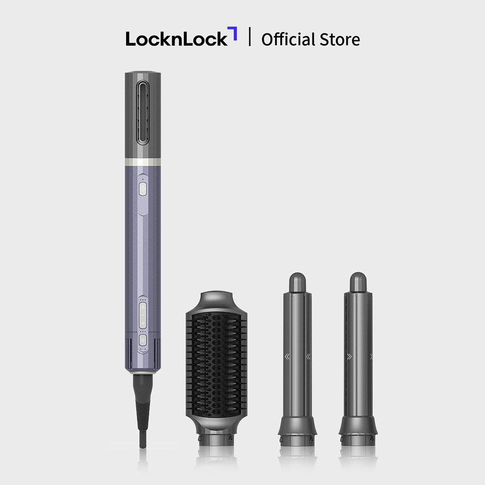 Máy sấy tóc tạo kiểu LocknLock gồm 4 đầu phụ kiện sấy, duỗi Multi hair styling dryer ENA526GRY - HAPOS OFFICIAL ENA526GRY