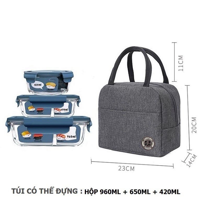 Túi đựng hộp cơm có lớp giữ nhiệt cho hộp thủy tinh LocknLock chống thấm có quai xách tiện lợi HPGN08 - HAPOS Hồng/Đỏ