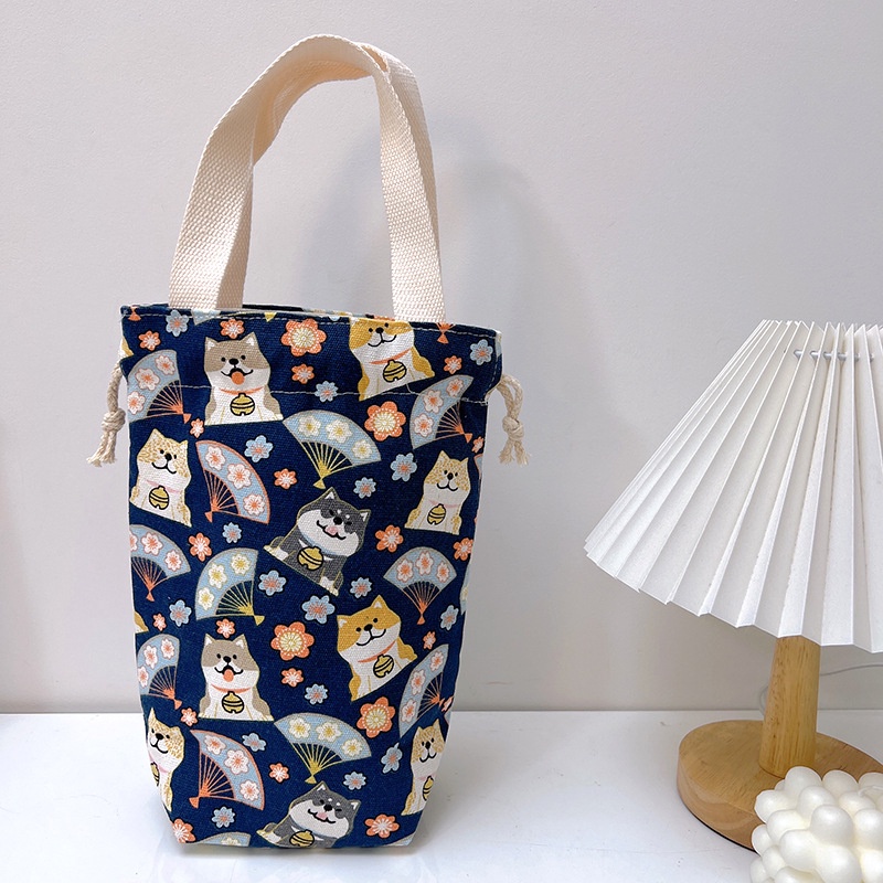 Túi vải canvas 2 lớp có dây rút, đựng bình giữ nhiệt LocknLock, ly trà sữa, chất liệu dày dặn HPCV02 - HAPOS OFFICIAL Nhóm Mẫu 03