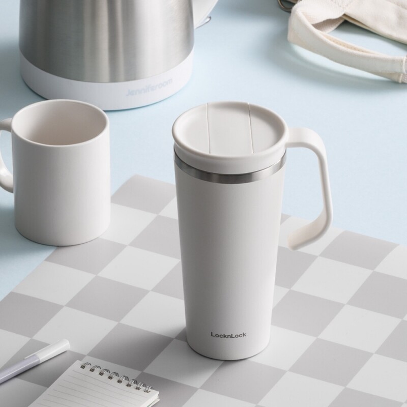 ONL - Ly giữ nhiệt LocknLock 600ml LHC4330 Daily Handle Tumbler, Hàng chính hãng, nắp trượt tích hợp tay cầm - JoyMall Tím - LHC4330VOL