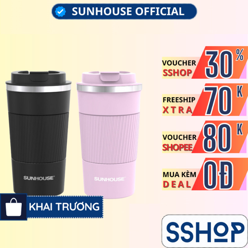 Cốc giữ nhiệt Snappy 500ml inox 304 Chính hãng Sunhouse KS-TU500 - SSHOP MALL KS-TU500SB đen