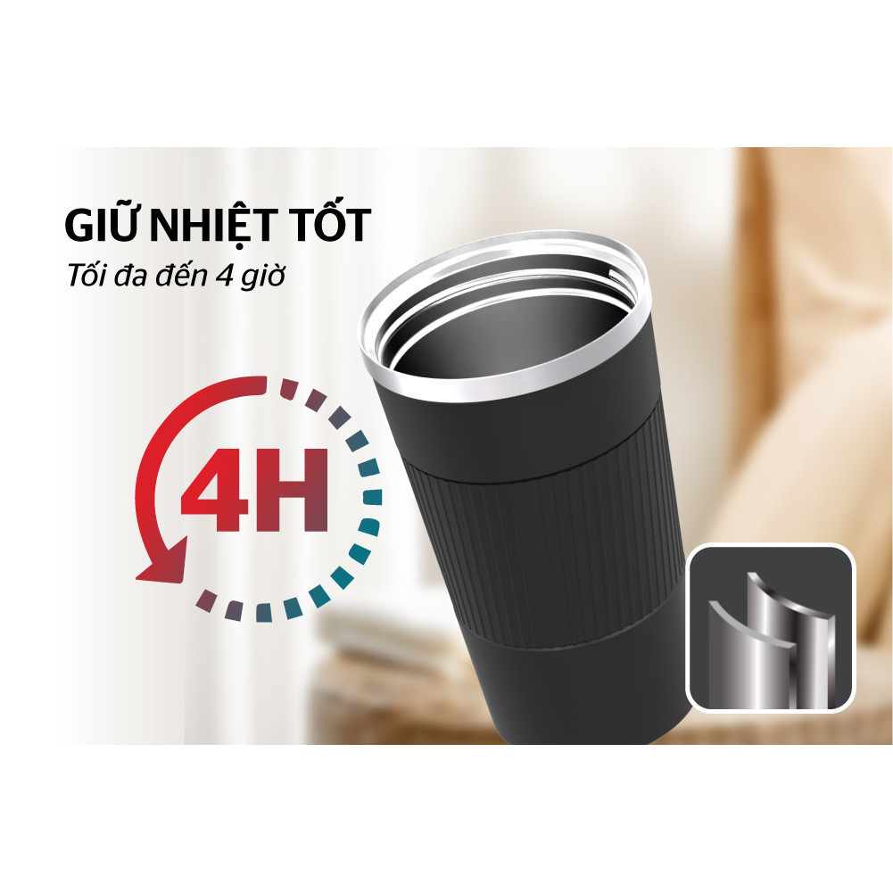 Cốc giữ nhiệt Snappy 500ml inox 304 Chính hãng Sunhouse KS-TU500 - SSHOP MALL KS-TU500SB đen