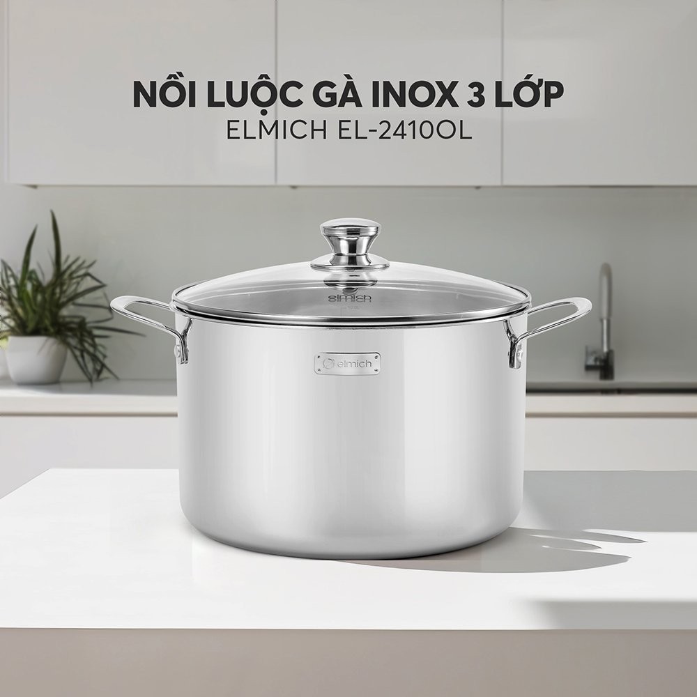 Nồi luộc gà Inox 3 lớp đáy liền Elmich Trimax Classic 28cm EL-2410OL28 - HAPOS HSA