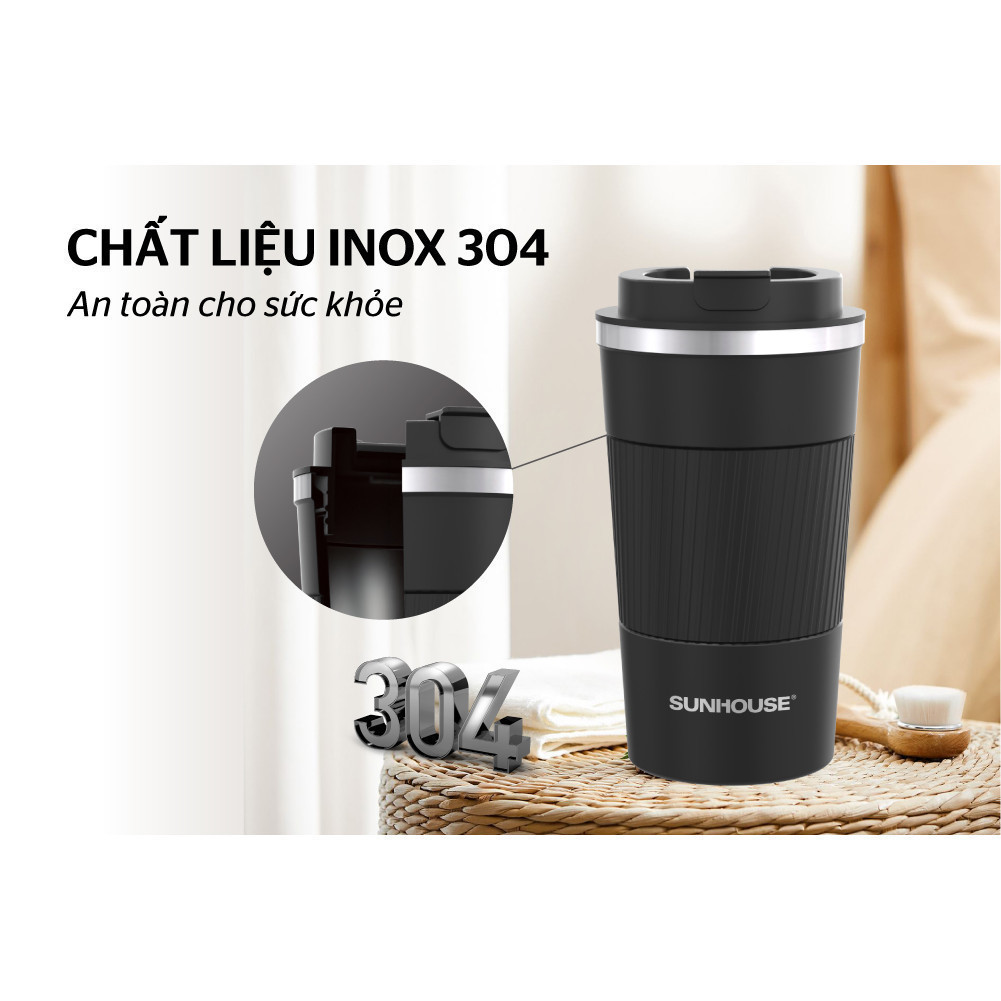 Cốc giữ nhiệt Snappy 500ml inox 304 Chính hãng Sunhouse KS-TU500 - SSHOP MALL KS-TU500SB đen