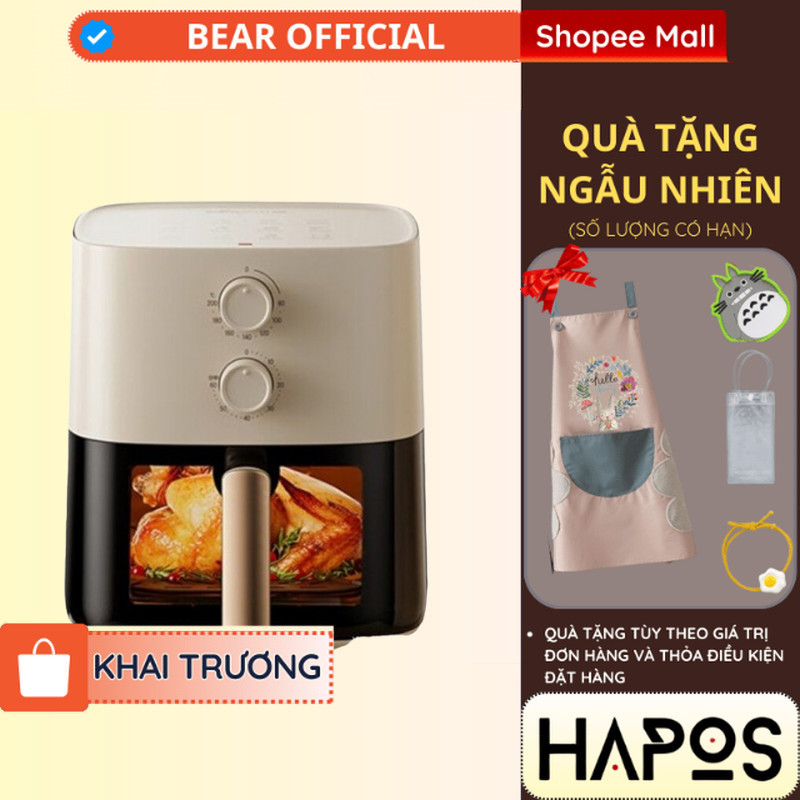[Quốc tế] Nồi chiên không dầu 5L Bear Chính hãng, công nghệ nhiệt đối Lưu 360 độ QZG-J15M1  - HAPOS OFFICIAL QZG-J15M1