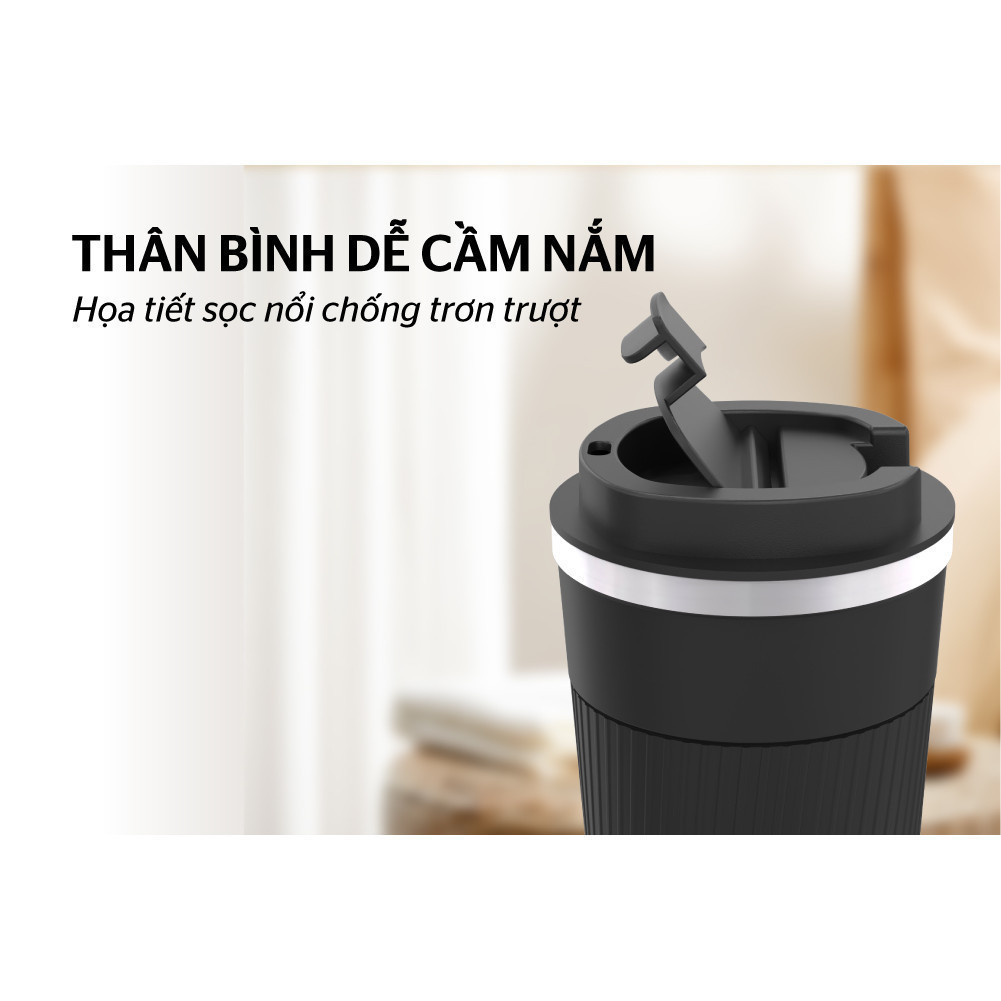 Cốc giữ nhiệt Snappy 500ml inox 304 Chính hãng Sunhouse KS-TU500 - SSHOP MALL KS-TU500SB đen