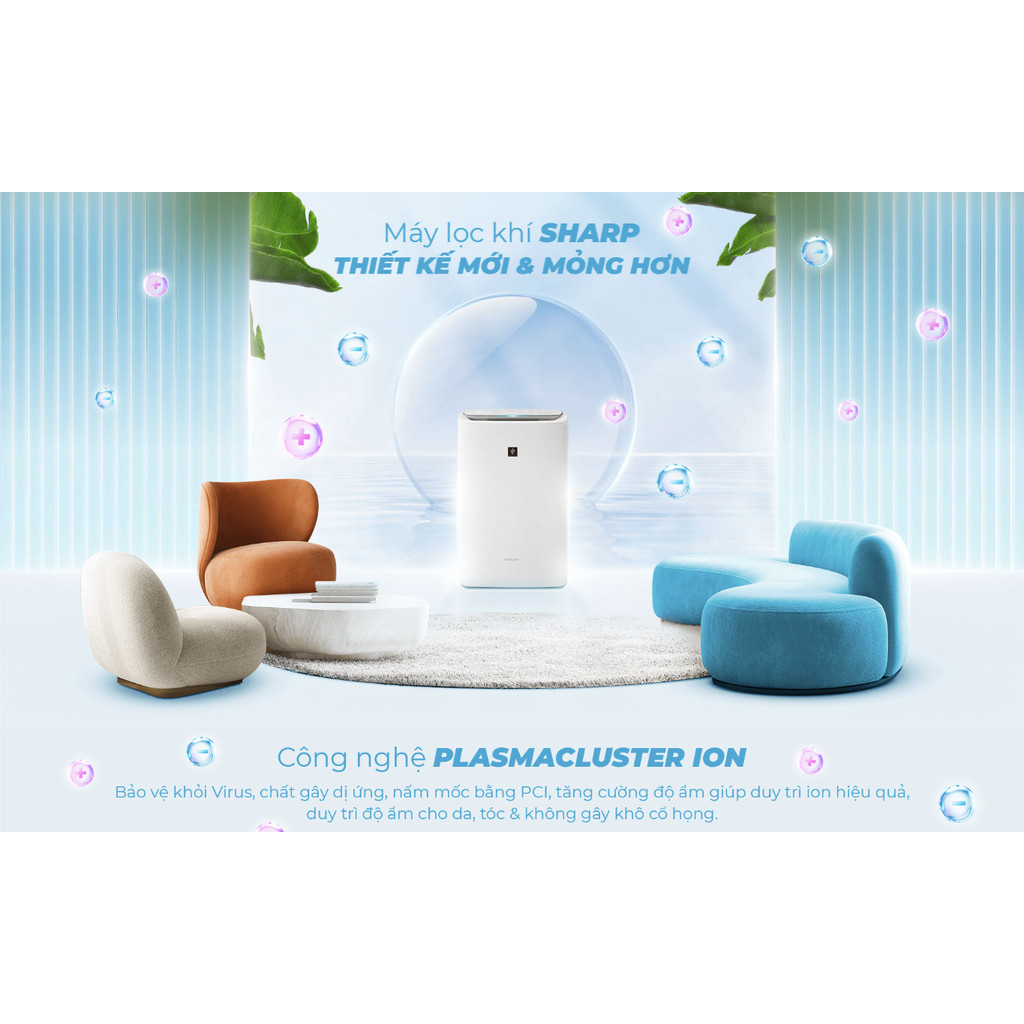 Máy lọc không khí và tạo ẩm Sharp KI-N50V-W | Máy bù ẩm tạo ion N50V cho phòng 38m² - HAPOS HSA KI-N50V-W