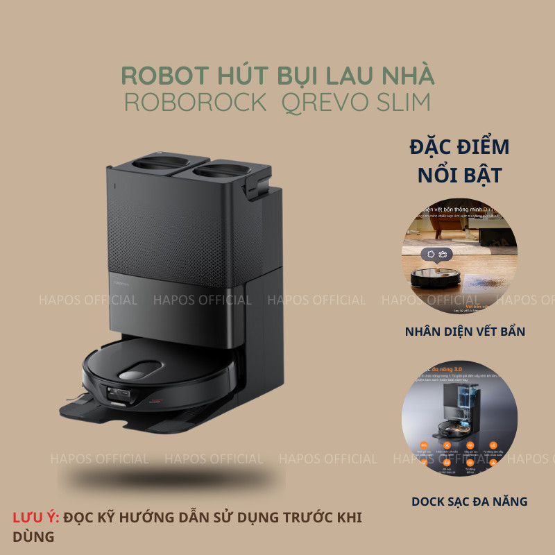 Robot hút bụi lau nhà Roborock Chính hãng lực hút 12000Pa tự động giặt sấy giẻ Qrevo Slim - CHEAPMALL SOU Qrevo Slim