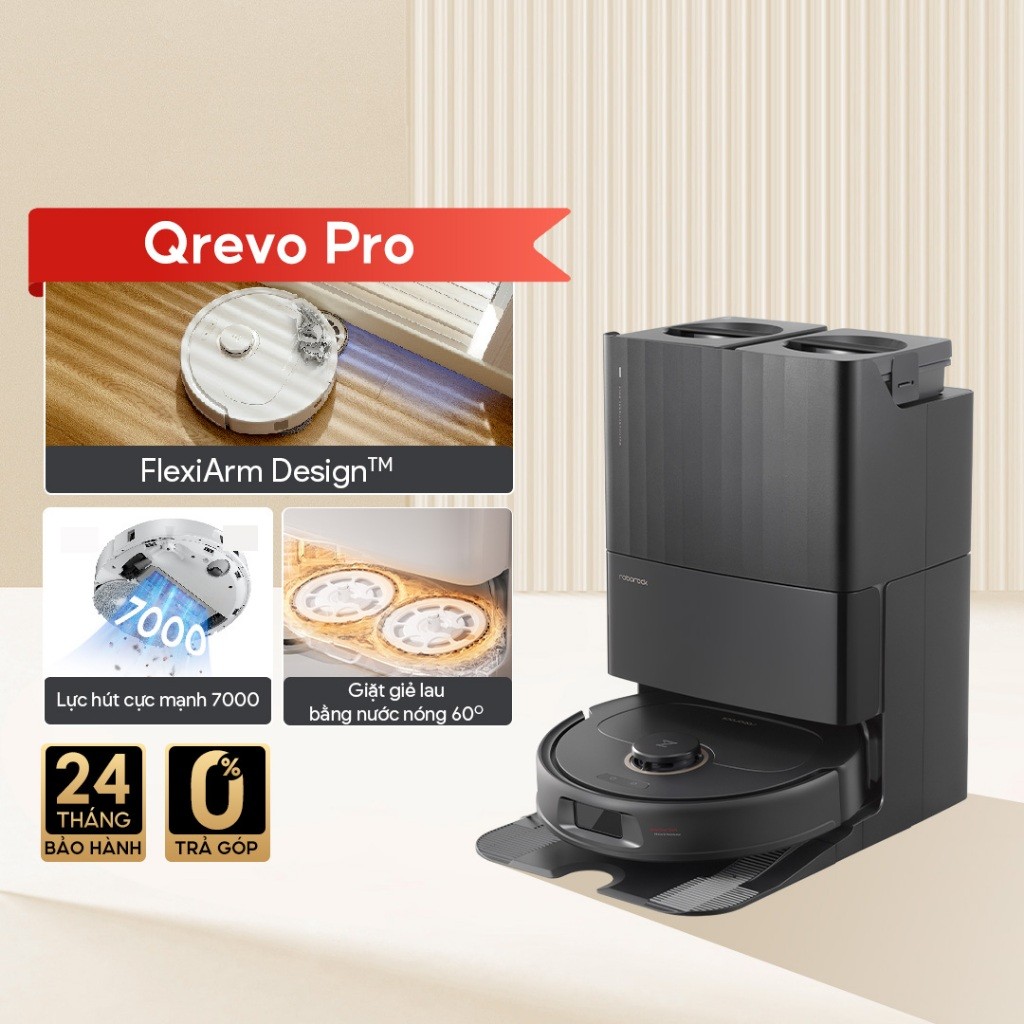Robot hút bụi lau sàn Roborock Chính hãng lực hút 7000Pa tự động giặt sấy giẻ Qrevo Pro - CHEAPMALL SOU Q Revo Pro Trắng