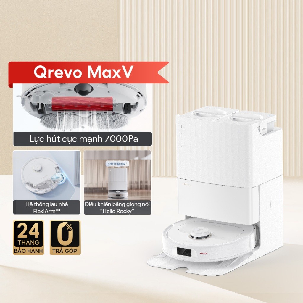 Robot hút bụi lau sàn Roborock Chính hãng lực hút 7000Pa tự động giặt sấy giẻ Qrevo Pro - CHEAPMALL SOU Q Revo Pro Trắng