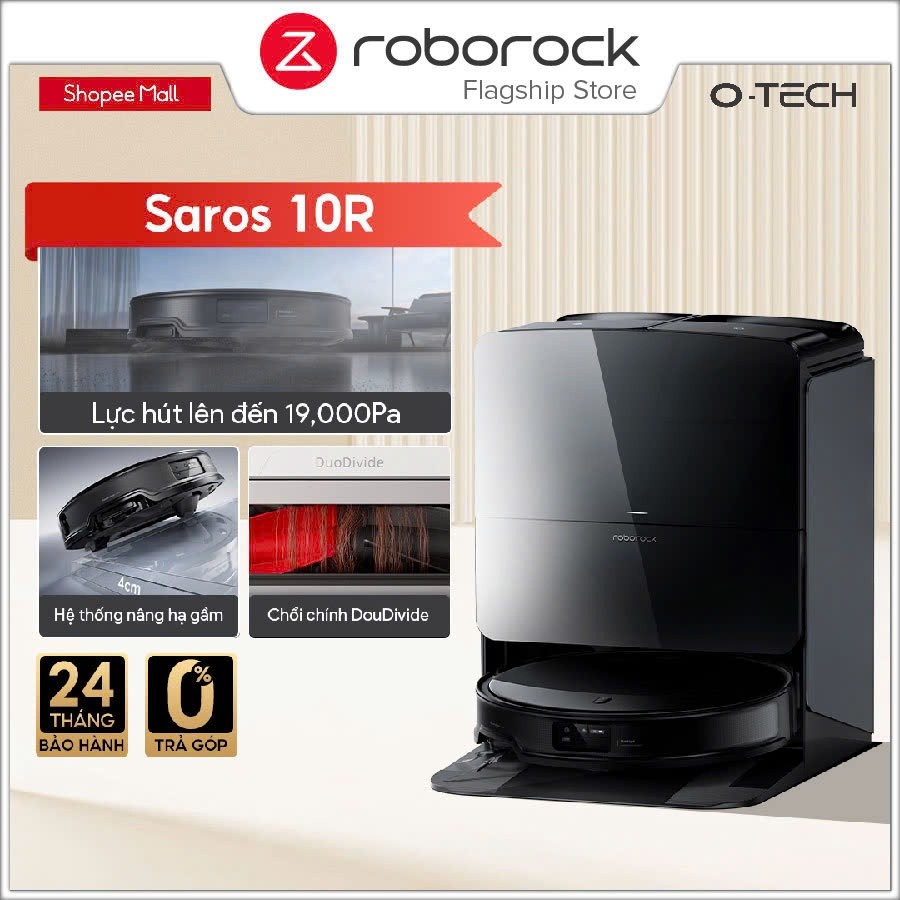 Robot hút bụi lau nhà Roborock Chính hãng giặt sấy nóng giẻ Saros 10R | Saros 10 - CHEAPMALL SOU Saros 10 Trắng