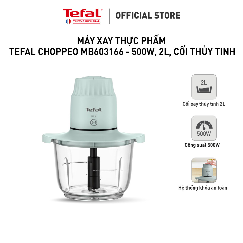 Máy xay thực phẩm 2L Tefal Chính hãng Choppeo công suất 500W cối thủy tinh MB603166  - CHEAPMALL MB603166