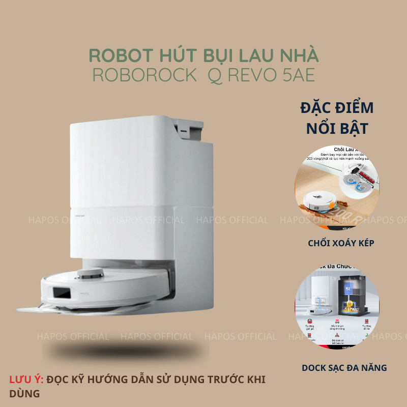 Robot hút bụi lau nhà Roborock Chính hãng lực hút 12.000Pa công nghệ FlexiArm Q Revo 5AE - CHEAPMALL SOU Q Revo 5AE