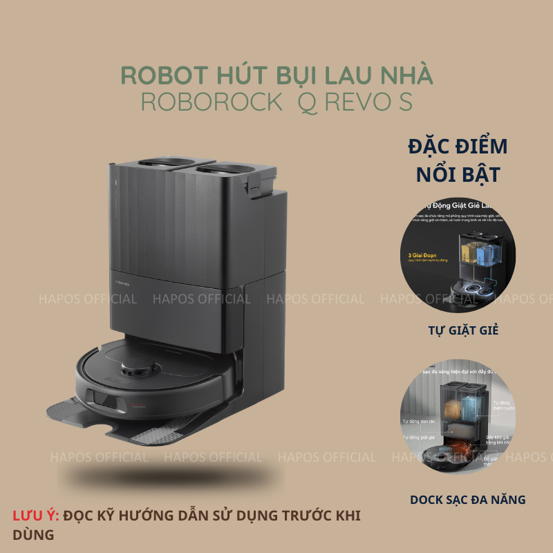 Robot hút bụi lau nhà  Roborock Chính hãng tự động giặt giẻ, tự động đổ rác QR 798 | Q Revo S  - CHEAPMALL SOU Q Revo S Trắng