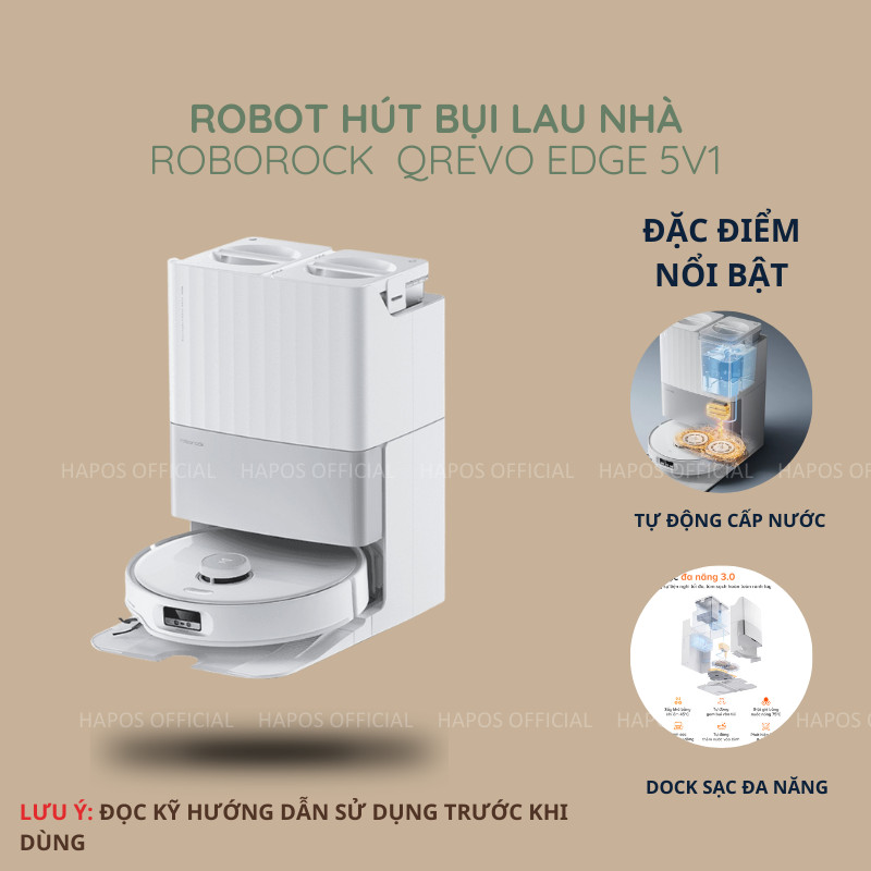 Robot hút bụi lau nhà Roborock Chính hãng lực hút 18500Pa giặt giẻ sấy khô Qrevo Edge 5V1 - CHEAPMALL SOU Q Revo Edge 5V1
