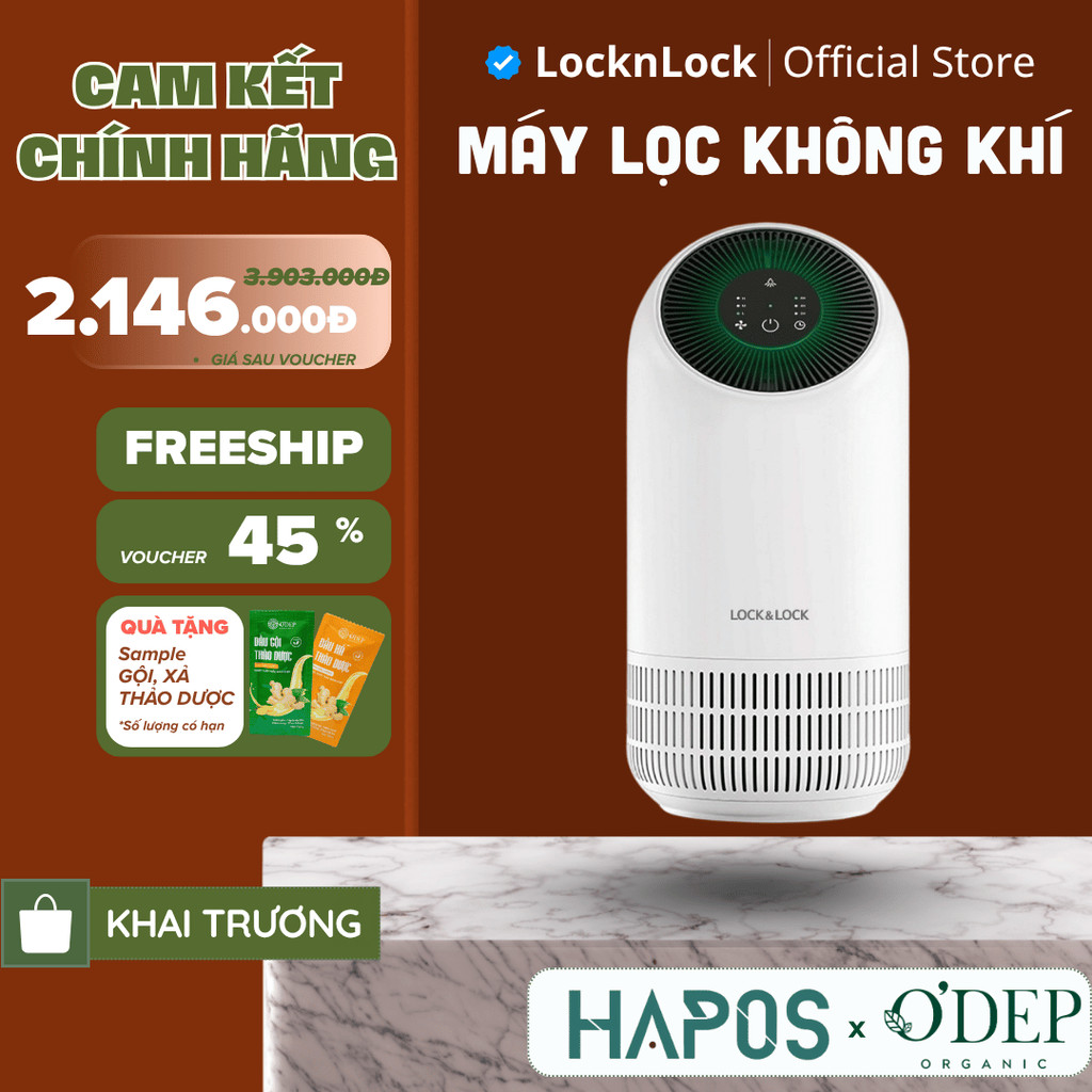 Máy lọc không khí Lock&Lock CADR 90㎥/h, Coverage 11㎡ - Màu trắng ENP116WHT - HAPOS LOF ENP116WHT