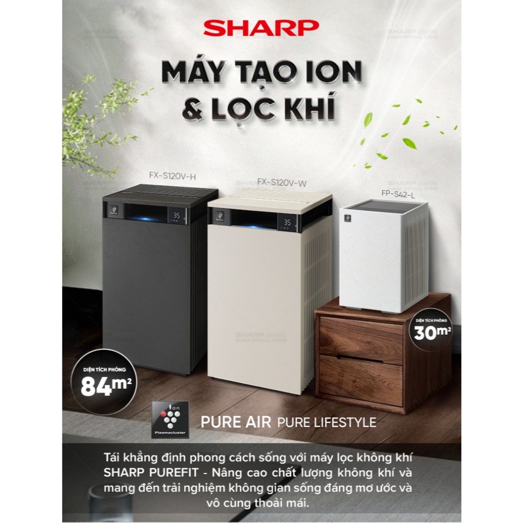 Máy lọc không khí Sharp Purefit FX-S120V-H Chính hãng - HAPOS HEL 84m2 - S120 Trắng