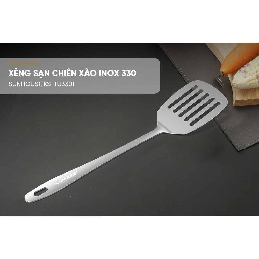 Xẻng sạn chiên xào 330 inox Sunhouse KS-TU330I - Inox chống gỉ dày dặn - Tay cầm chắc chắn - Dễ vệ sinh - HAPOS HEL KS-TU330I