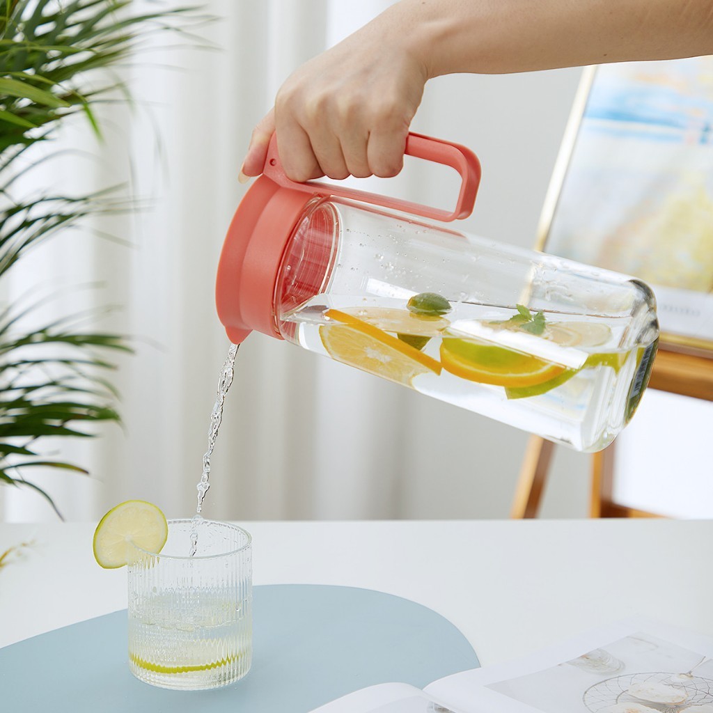 Bình nước thủy tinh LocknLock 1.3 Lít có quai cầm LLG619 - HAPOS LOF LLG619YRED - Màu cam