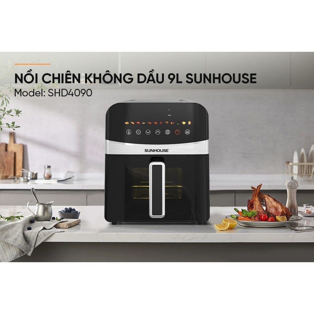 Nồi chiên không dầu 9L Sunhouse SHD4090 - Công suất 1700W, Dung tích lớn nướng gà vịt nguyên con - HAPOS HEL SHD4090