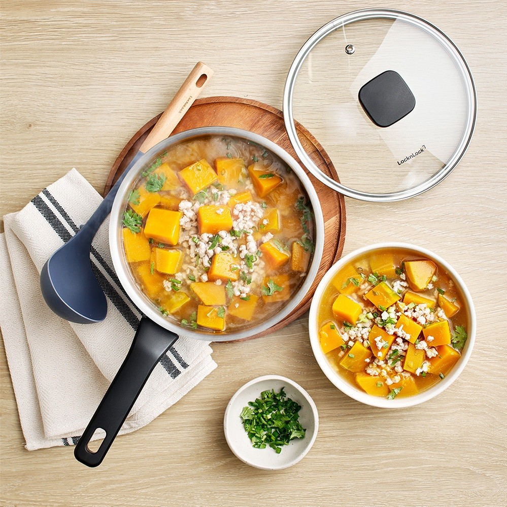 Nồi, chảo Inox 304 đáy từ LocknLock đa lớp Daily STS PPW, kèm nắp kính, tay cầm chịu nhiệt CSC2423IH - HAPOS LOF CSF2623IH-Chảo 26cm