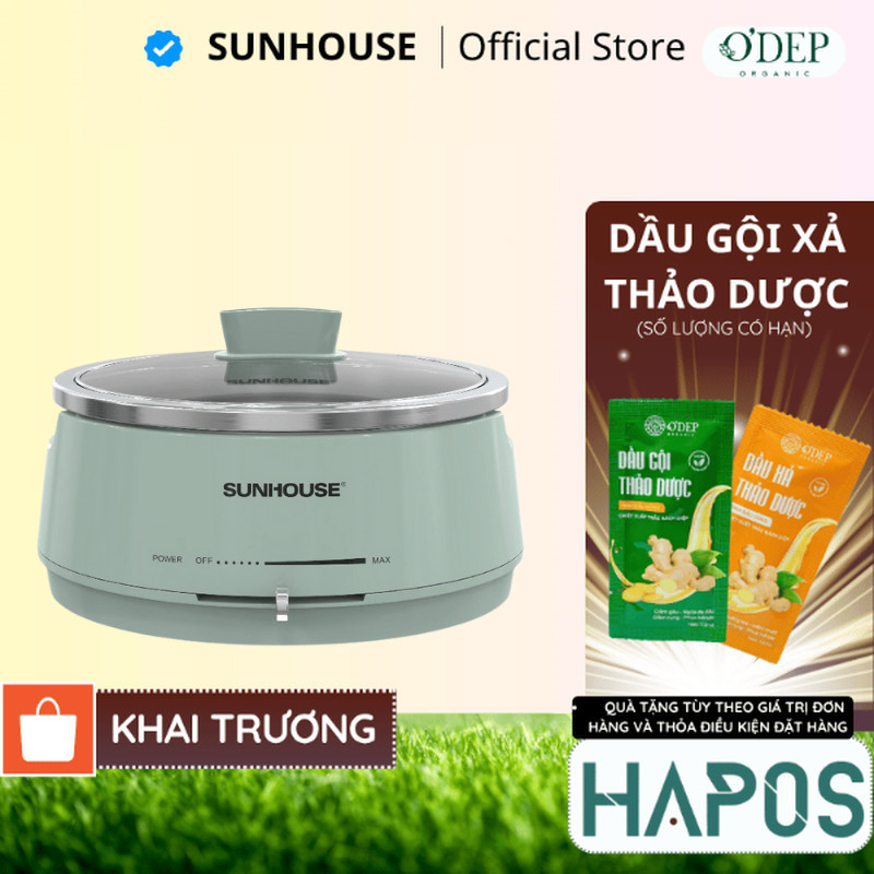 Nồi lẩu điện 4L Sunhouse SHD4543 - 1300W, 2 mức nhiệt - Inox 304 cao cấp - Tự ngắt khi quá tải - HAPOS HOF